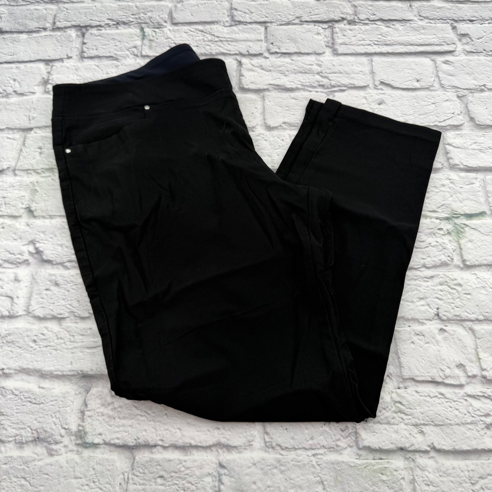PGA Tour Womens XXL Black Athletic Golf Pants Tummy Control Stretch Ankle Length